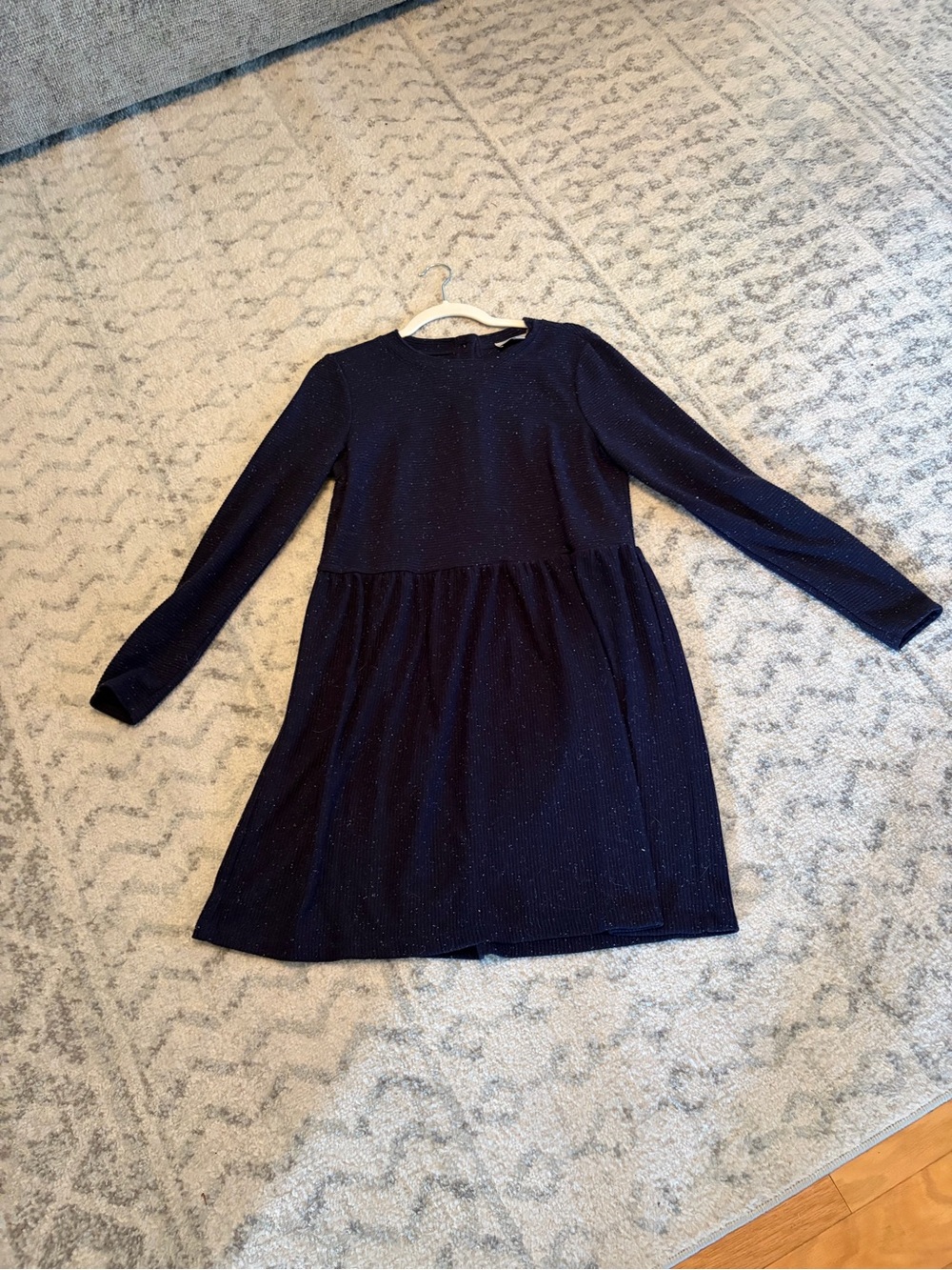 LOFT Navy Sparkle Long-Sleeve Girls Dress